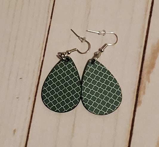 Green and white Earrings
