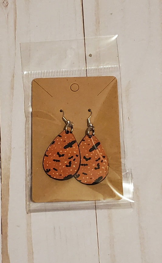 Halloween Bats Teardrop Earrings