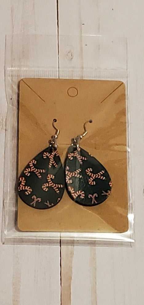Christmas Candy Cane Teardrop Earrings