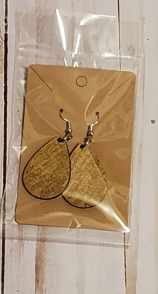 Christmas Gold Sparkle Teardrop Earring
