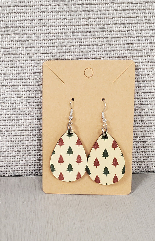Ivory Christmas Tree Teardrop Earrings